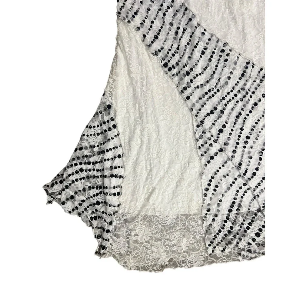 White Midi Skirt Lace Polka Dot Whimsy Goth Fairy Y2K Sz XL
